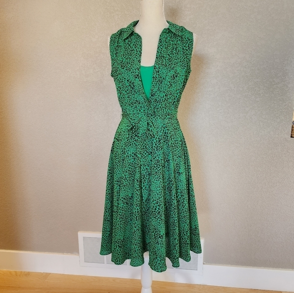 Nanette Lepore Shamrock leapard print  dress size 4